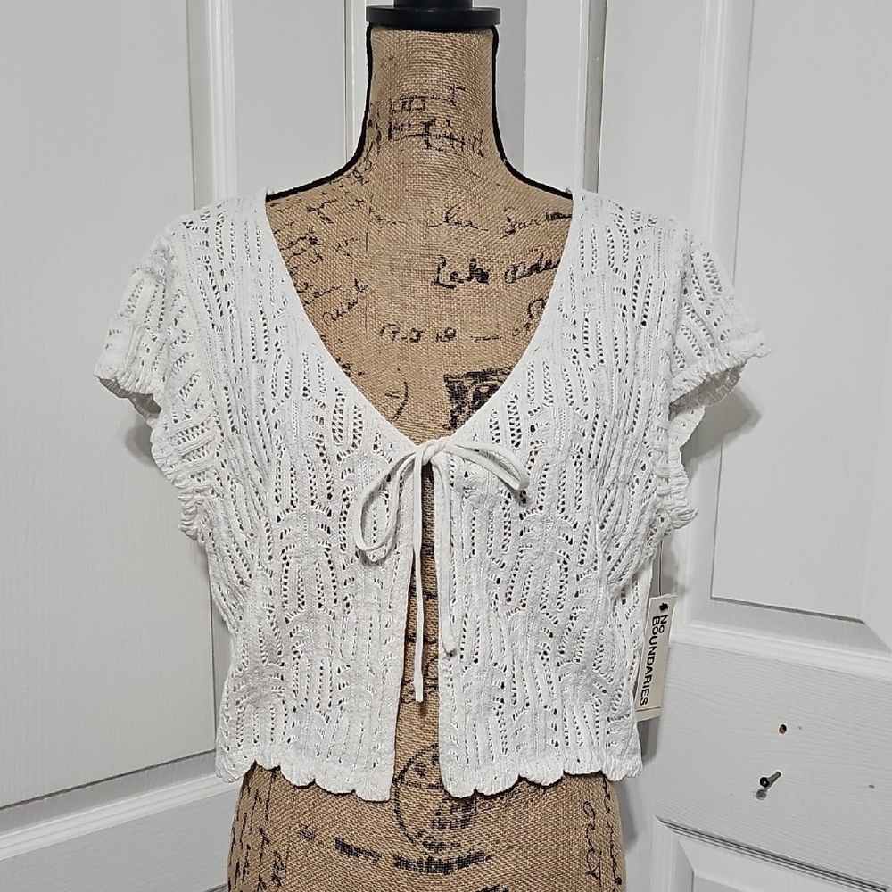 Nwt White Knit Tie-Front Top#500 - Picture 1 of 4